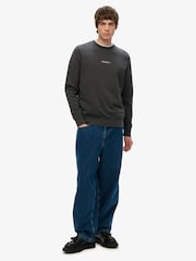 Superdry Black Natural Micro Logo Crew Neck Sweatshirt - Image 2 of 5