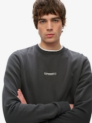 Superdry Black Natural Micro Logo Crew Neck Sweatshirt - Image 3 of 5