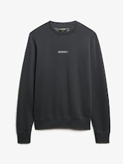 Superdry Black Natural Micro Logo Crew Neck Sweatshirt - Image 4 of 5