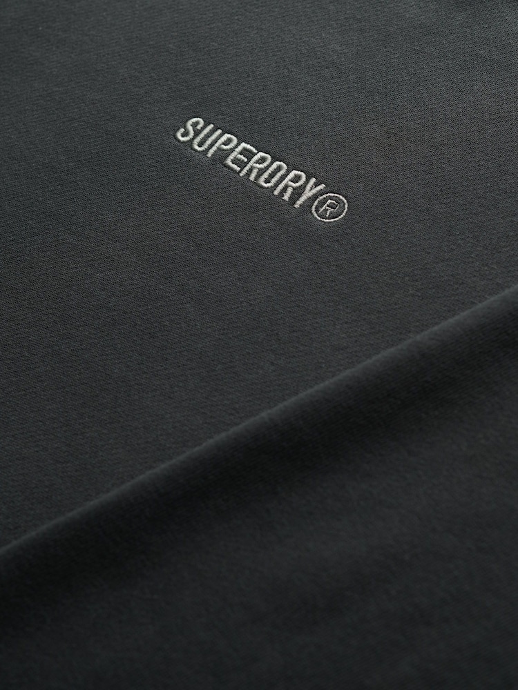 Superdry Black Natural Micro Logo Crew Neck Sweatshirt - Image 5 of 5