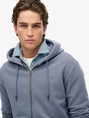 Superdry Blue Essential Logo Slim Fit Zip Hoodie - Image 3 of 3