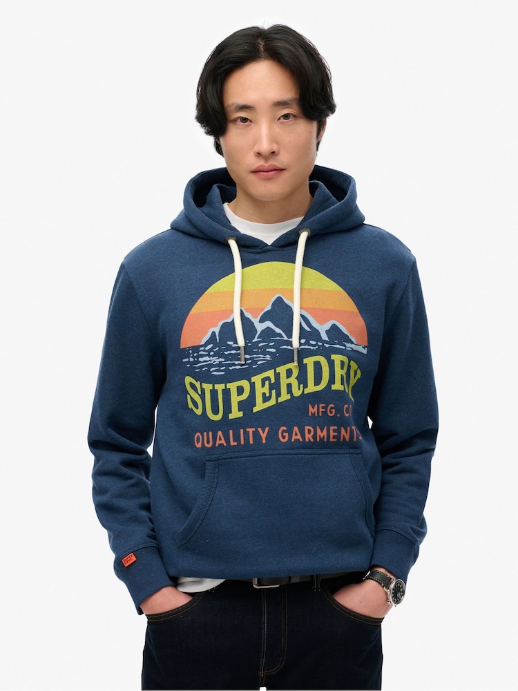 Superdry Blue Great Outdoors Relaxed Hoodie - Image 1 of 5
