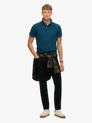 Superdry Blue Vint Destroy 100% Cotton Polo Shirt - Image 2 of 3
