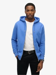 Superdry Light Blue Essential Logo Slim Fit Zip Hoodie - Image 1 of 7