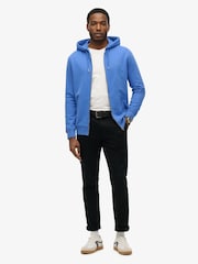 Superdry Light Blue Essential Logo Slim Fit Zip Hoodie - Image 3 of 7