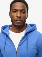 Superdry Light Blue Essential Logo Slim Fit Zip Hoodie - Image 5 of 7