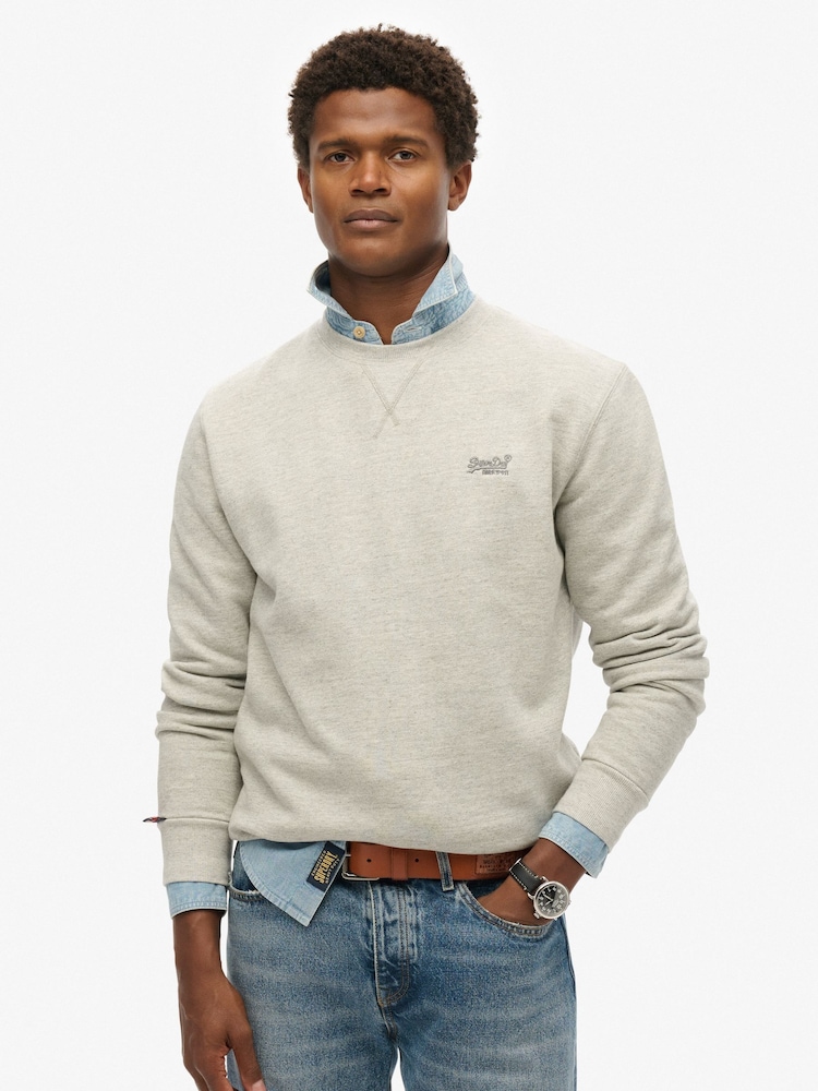 Superdry Grey Essential Logo Crew Loose Fit Sweatshirt - Image 1 of 5