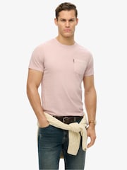 Superdry Pink Classic Essential Pocket 100% Cotton T-Shirt - Image 1 of 4