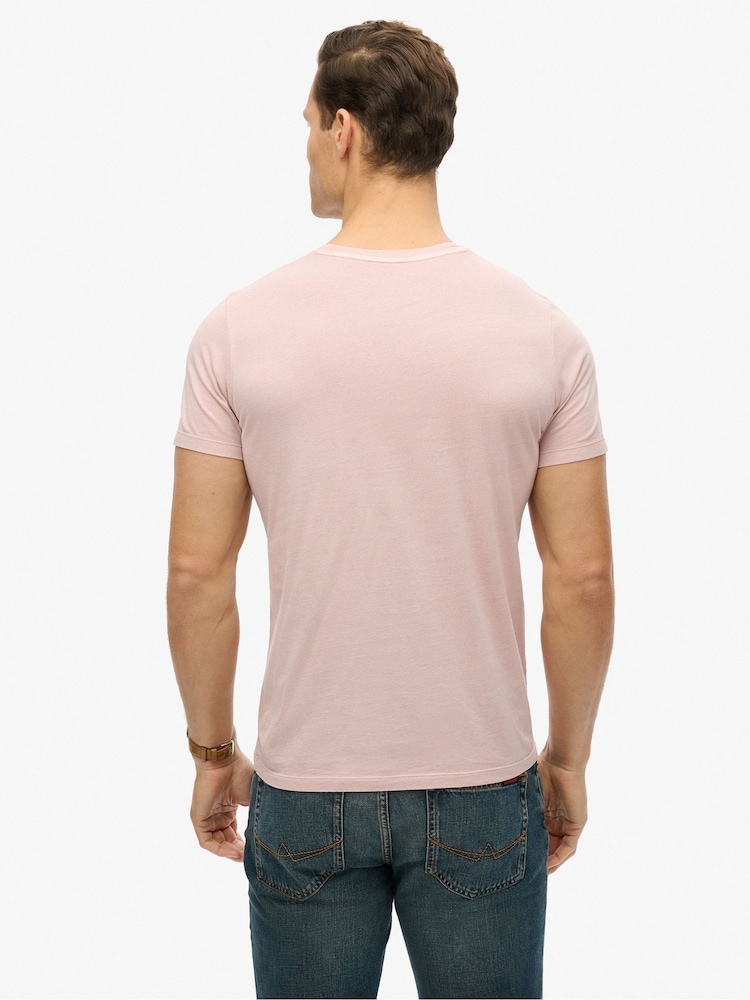 Superdry Pink Classic Essential Pocket 100% Cotton T-Shirt - Image 2 of 4