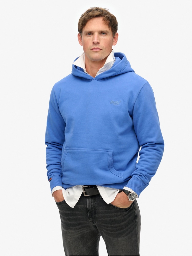 Superdry Blue Essential Loose Fit Logo Hoodie - Image 1 of 5