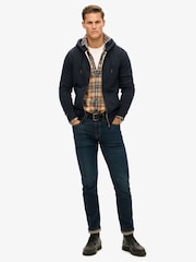 Superdry Blue Dark Essential Logo Slim Fit Zip Hoodie - Image 2 of 3