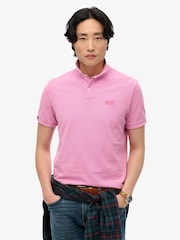 Superdry Pink Vintage Destroy Relaxed 100% Cotton Polo Shirt - Image 1 of 5