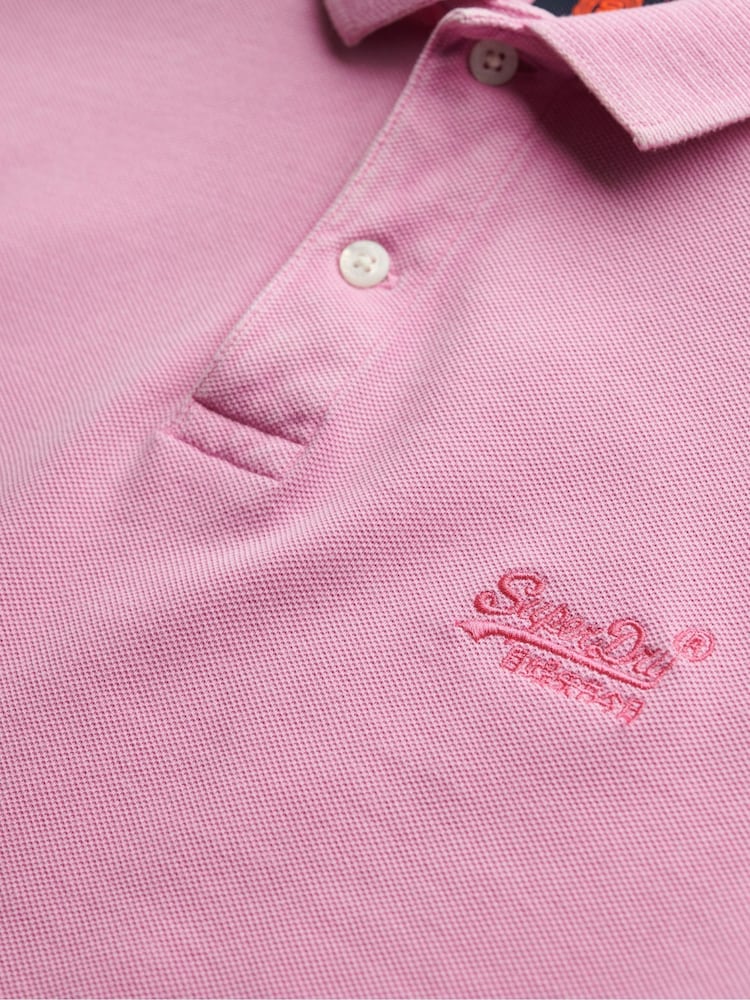 Superdry Pink Vintage Destroy Relaxed 100% Cotton Polo Shirt - Image 5 of 5