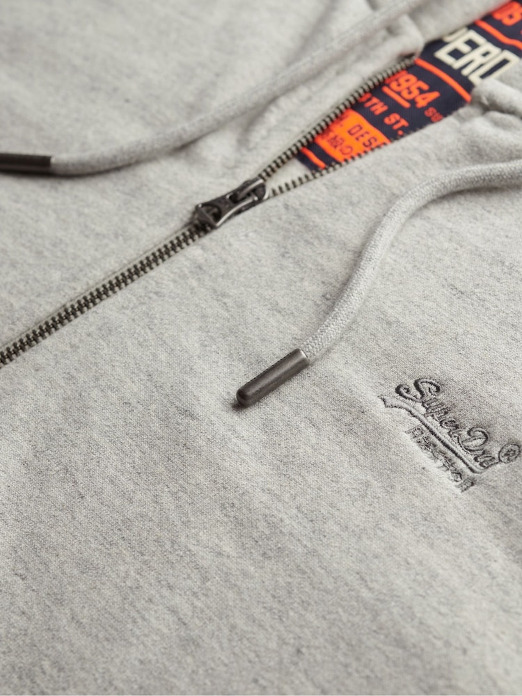 Superdry Grey Essential Logo Slim Fit Zip Hoodie - Image 5 of 5