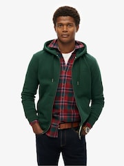 Superdry Green Essential Logo Slim Fit Zip Hoodie - Image 1 of 6