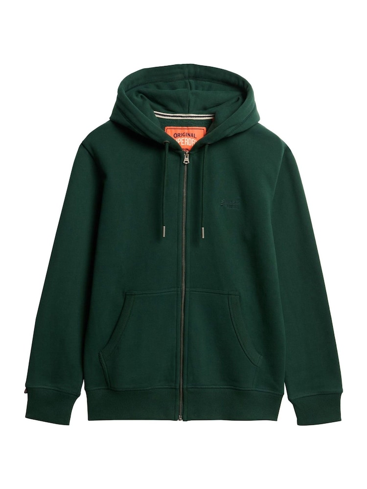 Superdry Green Essential Logo Slim Fit Zip Hoodie - Image 5 of 6
