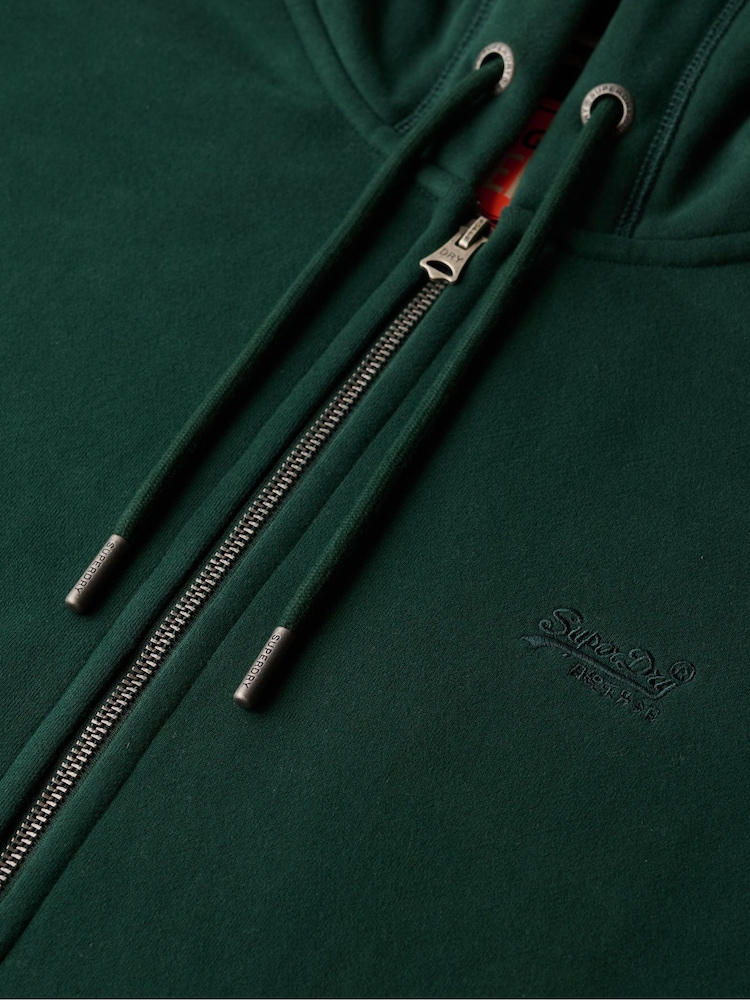 Superdry Green Essential Logo Slim Fit Zip Hoodie - Image 6 of 6 Superdry Green Essential Logo Slim Fit Zip Hoodie - Image 6 of 6