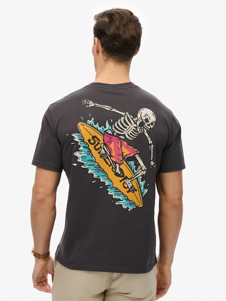 Superdry Black Outdoor Narrative Loose 100% Cotton T-Shirt - Image 2 of 7