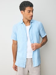 Superdry Blue Vacation 100% Linen Shirt - Image 1 of 5