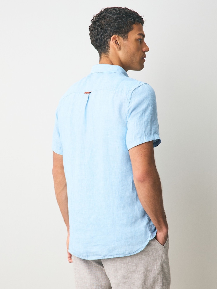 Superdry Blue Vacation 100% Linen Shirt - Image 2 of 5