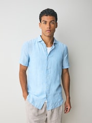 Superdry Blue Vacation 100% Linen Shirt - Image 4 of 5