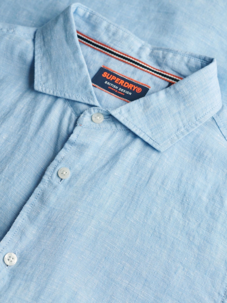 Azul - Camisa de linho Superdry Vacation 100% - Imagem 8 de 8