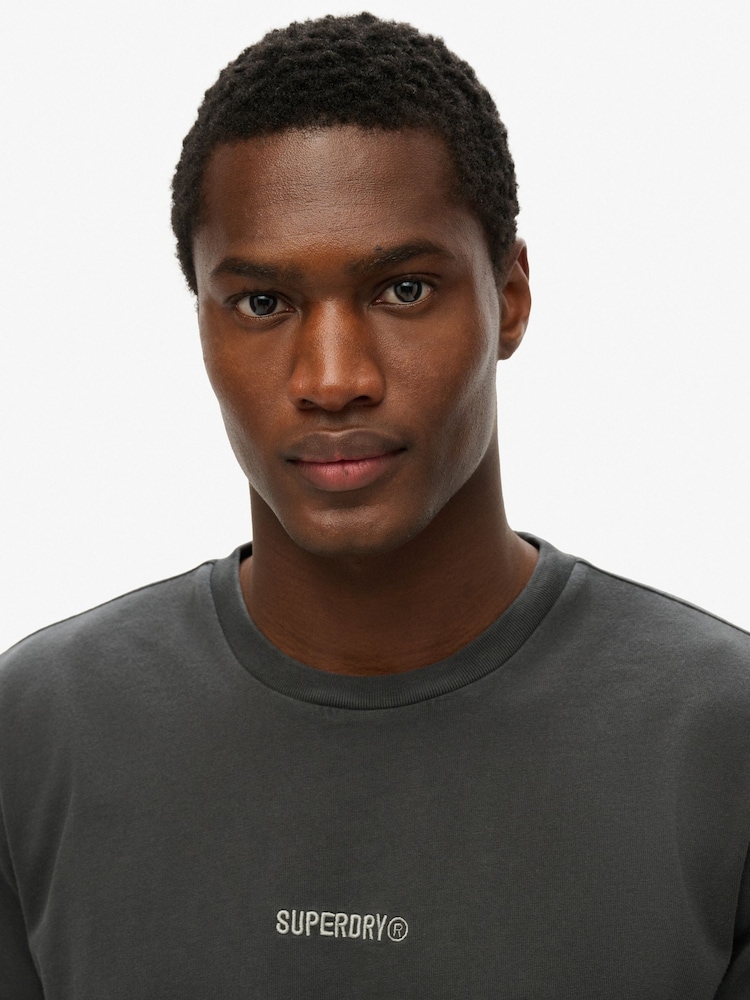 Superdry Black Micro Logo 100% Cotton T-Shirt - Image 3 of 4