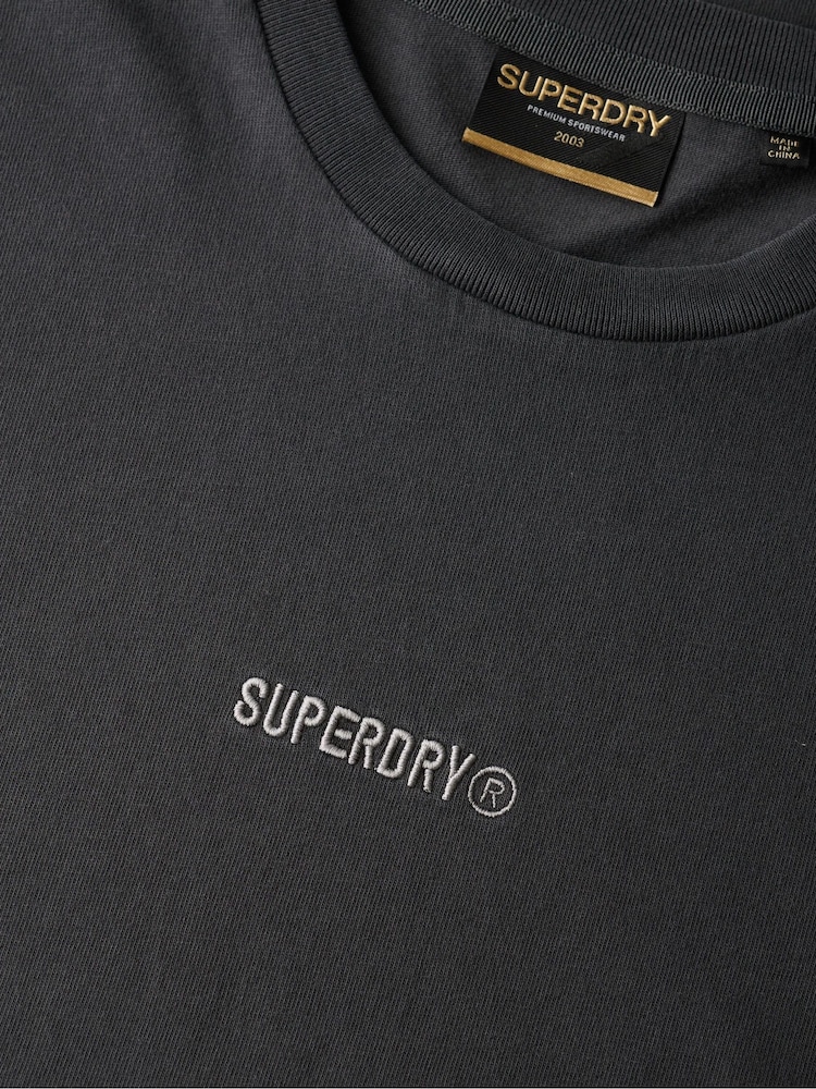 Superdry Black Micro Logo 100% Cotton T-Shirt - Image 4 of 4