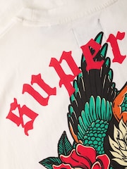 Superdry White Neo Tattoo Loose 100% Cotton T-Shirt - Image 6 of 6