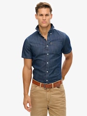 Superdry Sky Blue Essential 100% Cotton Denim Shirt - Image 1 of 5