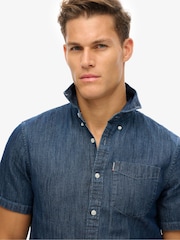 Superdry Sky Blue Essential 100% Cotton Denim Shirt - Image 3 of 5