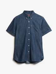 Superdry Sky Blue Essential 100% Cotton Denim Shirt - Image 4 of 5