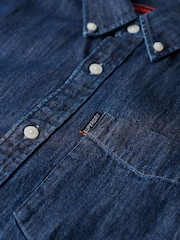 Superdry Sky Blue Essential 100% Cotton Denim Shirt - Image 5 of 5