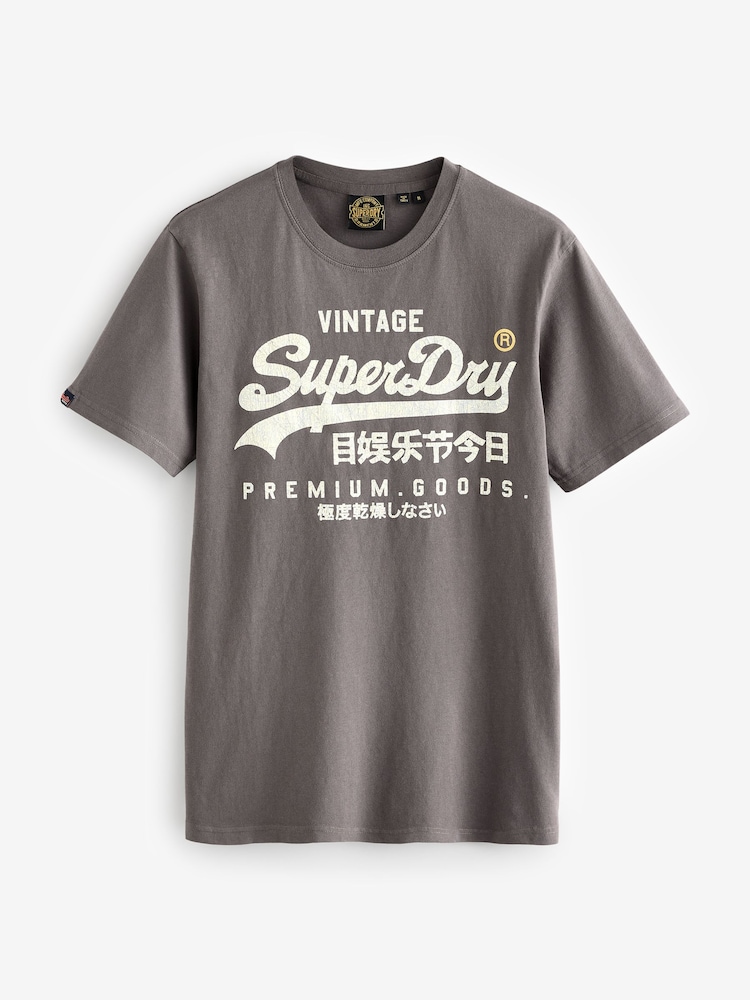 Superdry Grey Vl Workwear Relaxed 100% Cotton T-Shirt - Image 1 of 1