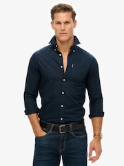 Superdry Dark Blue 100% Cotton Essentials Oxford Shirt - Image 1 of 5