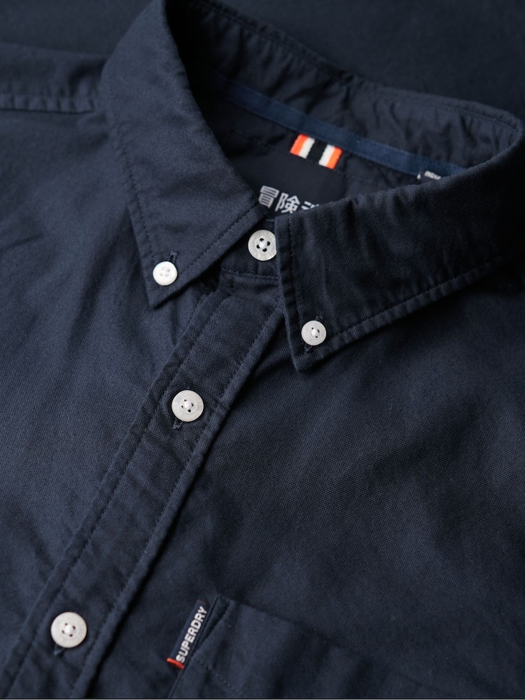 Темно-синий - Оксфордская рубашка из 100% хлопка Superdry - Изображение 3 из 3