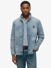 Superdry Blue Merchant Denim Worker 100% Cotton Jacket - Image 1 of 6