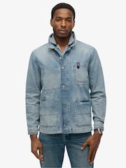 Superdry Blue Merchant Denim Worker 100% Cotton Jacket - Image 3 of 6
