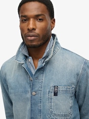 Superdry Blue Merchant Denim Worker 100% Cotton Jacket - Image 4 of 6