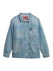 Superdry Blue Merchant Denim Worker 100% Cotton Jacket - Image 6 of 6