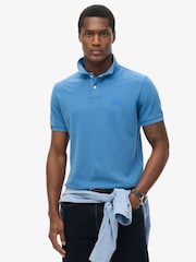 Superdry Blue Sky Vint Destroy 100% Cotton Polo Shirt - Image 1 of 7