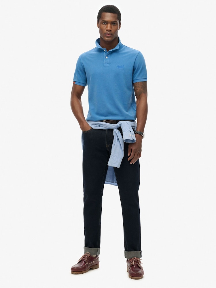 Superdry Blue Sky Vint Destroy 100% Cotton Polo Shirt - Image 2 of 7