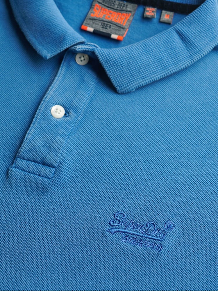 Superdry Blue Sky Vint Destroy 100% Cotton Polo Shirt - Image 7 of 7