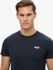 Superdry Blue Essential Contrast Embroidered 100% Cotton T-Shirt - Image 3 of 5