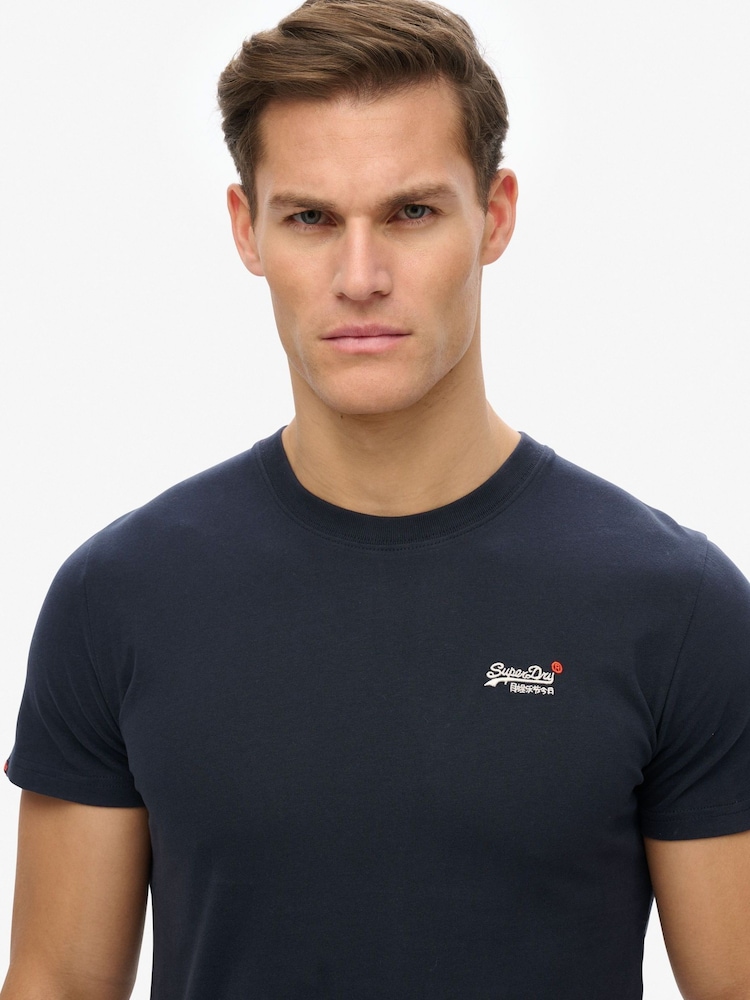 Superdry Dark Blue Essential Logo Embroidery T-Shirt - Image 3 of 5