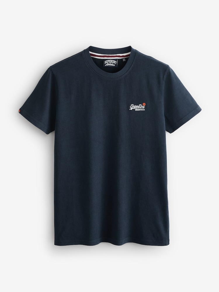 Superdry Dark Blue Essential Logo Embroidery T-Shirt - Image 4 of 5