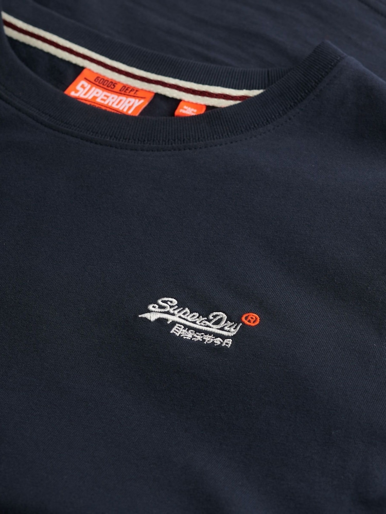 Superdry Blue Essential Contrast Embroidered 100% Cotton T-Shirt - Image 5 of 5