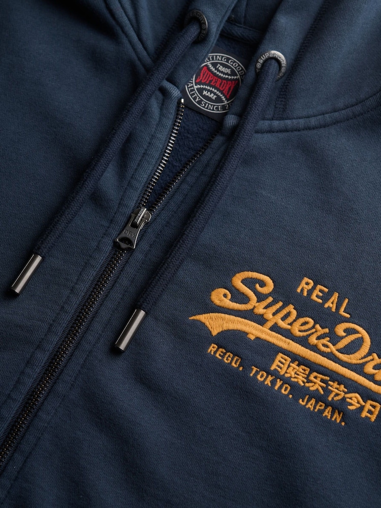 Azul - Superdry VL Embroidered Logo Zip Hoodie - Imagen 7 de 7