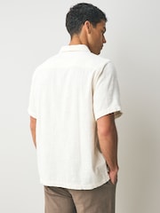 Superdry Cream Merchant Short Sleeve Textured Shirt - Image 2 of 5