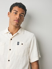 Superdry Cream Merchant Short Sleeve Textured Shirt - Image 4 of 5